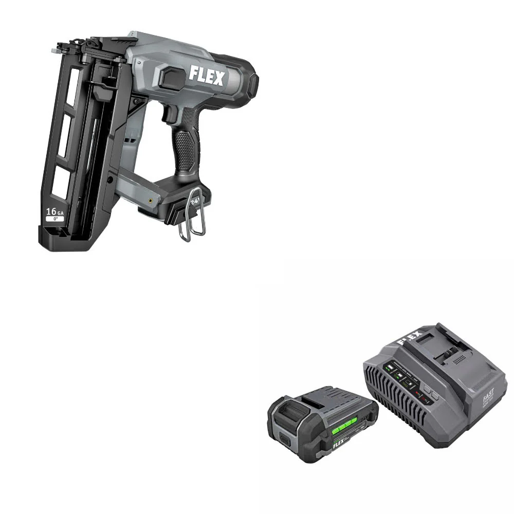 Flex FX4321A-Z 16Ga Angled Nailer, Bare W/ FREE FX0411-1A 2.5Ah Starter Kit - Moutools