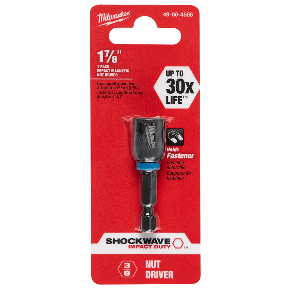 Milwaukee 49-66-4505 SHOCKWAVE 3/8 X 1-7/8 Impact Magnetic Nut Driver - Moutools