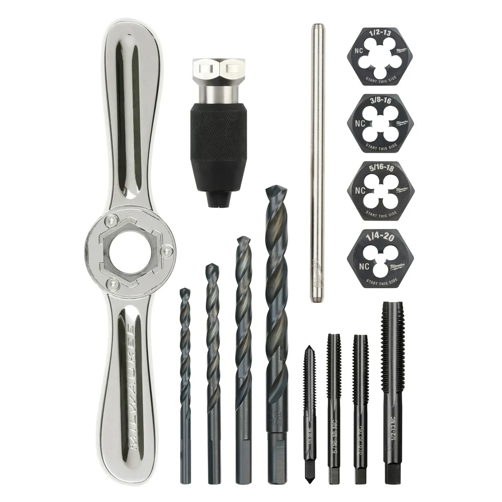Milwaukee 49-22-5602 15PC SAE Tap and Die Set with Hex-LOK 2-in-1 Handle - Moutools