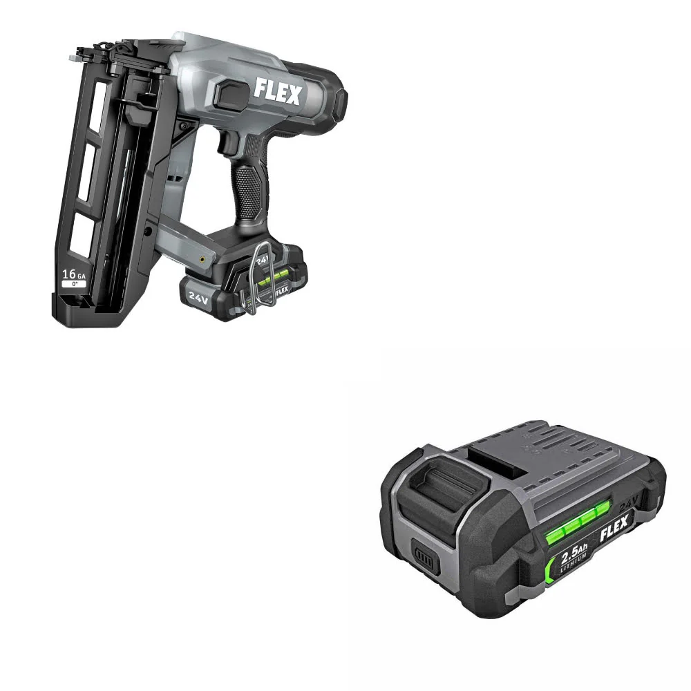Flex FX4321-1A 16Ga Straight Nailer Kit W/ FREE FX0111-1 24V 2.5Ah Battery - Moutools