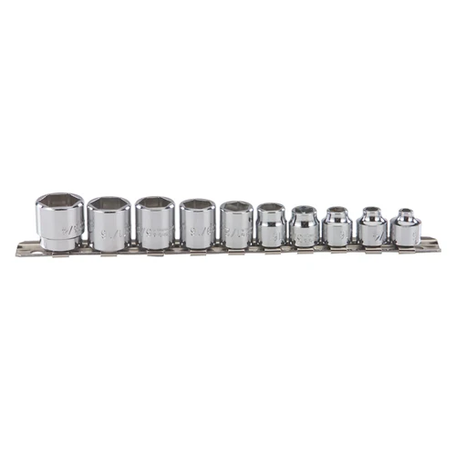 Proto J52123 3/8 Drive 10 Pc. Super Short Socket Set - 6 Point - Moutools