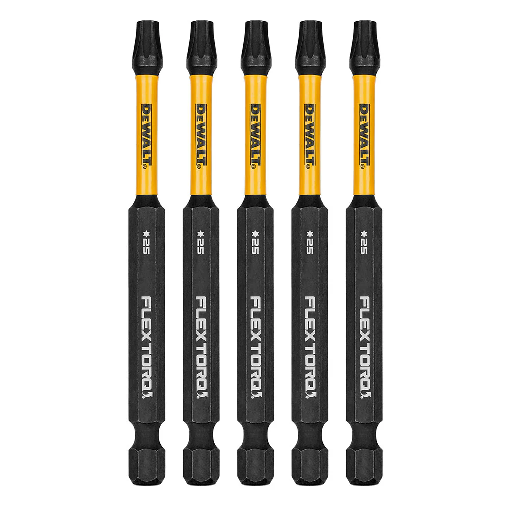 DeWalt DWAF3TX25IR5 T25 FLEXTORQ 1/4 x 3-1/2in Impact Driver Bits, 5-Pack - Moutools