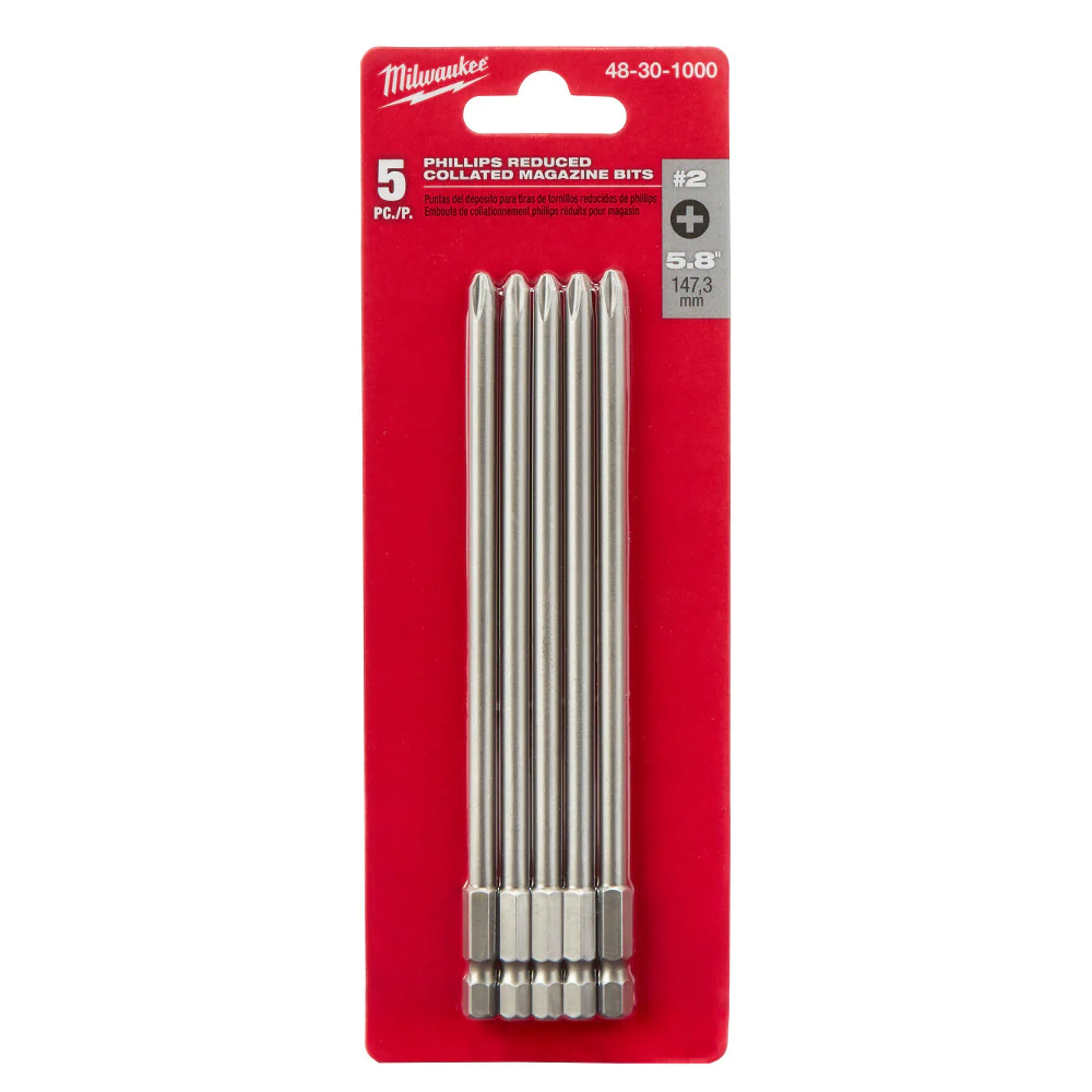 Milwaukee 48-30-1000 5 Piece Phillips Reduced Collated Magazine Bits - Moutools