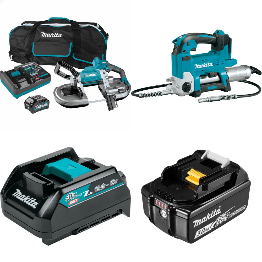 Makita GBP01M1 40V max XGT Band Saw Kit W/ FREE Grease Gun, Adapters & Battery - Moutools