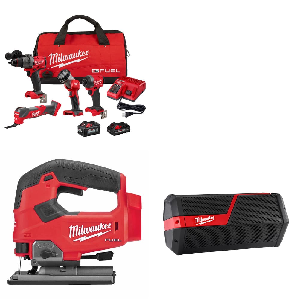 Milwaukee 3698-24MT M18 4-Tool Combo Kit W/ FREE 2737-20 M18 Jig Saw & Speaker - Moutools