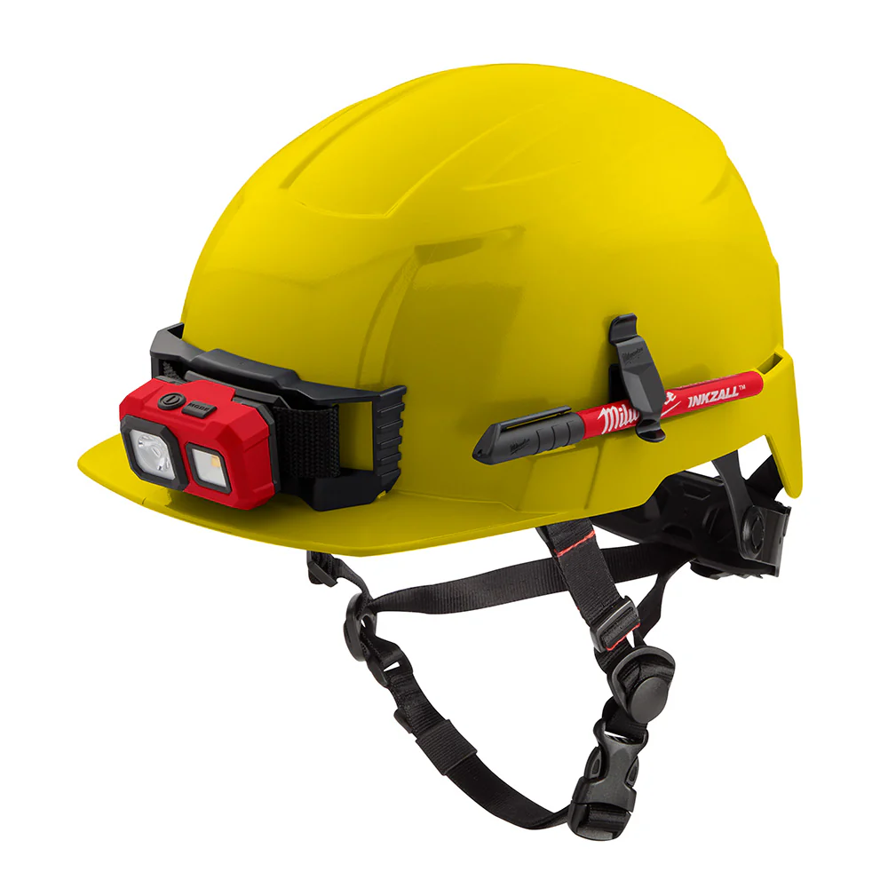 Milwaukee 48-73-1323 BOLT Yellow Front Brim Safety Helmet (USA) - Type 2, Class E, Non-Vented - Moutools