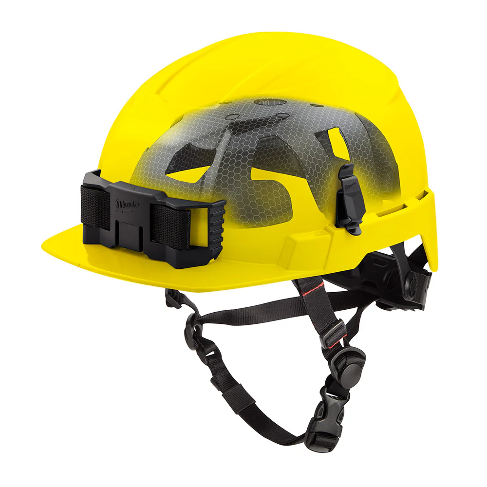 Milwaukee 48-73-1367 BOLT Yellow Front Brim Safety Helmet with IMPACT ARMOR Liner (USA) - Type 2, Class E - Moutools