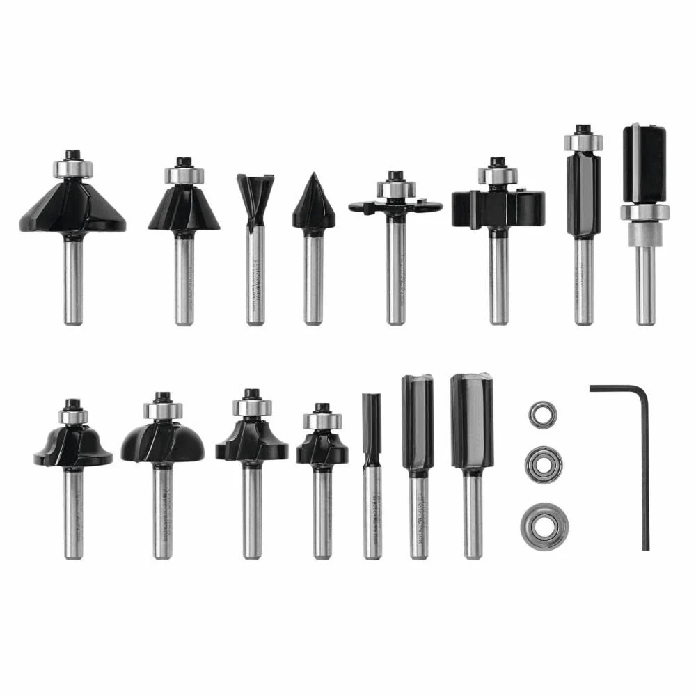 Bosch RBS015MBS 15 pc. Carbide-Tipped Wood Router Bit Set - Moutools