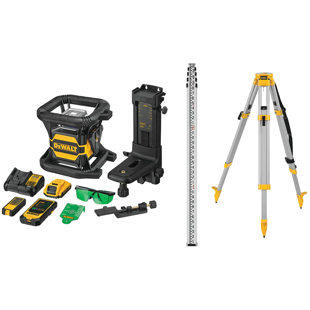 DeWalt DW080LGSK 20V MAX Tool Connect Green Tough Rotary Laser Kit - Moutools
