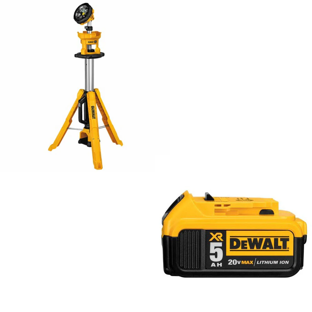 Dewalt DCL079B 20V MAX Tripod Light (Light Only) w/ FREE DCB205 20V 5Ah Battery - Moutools