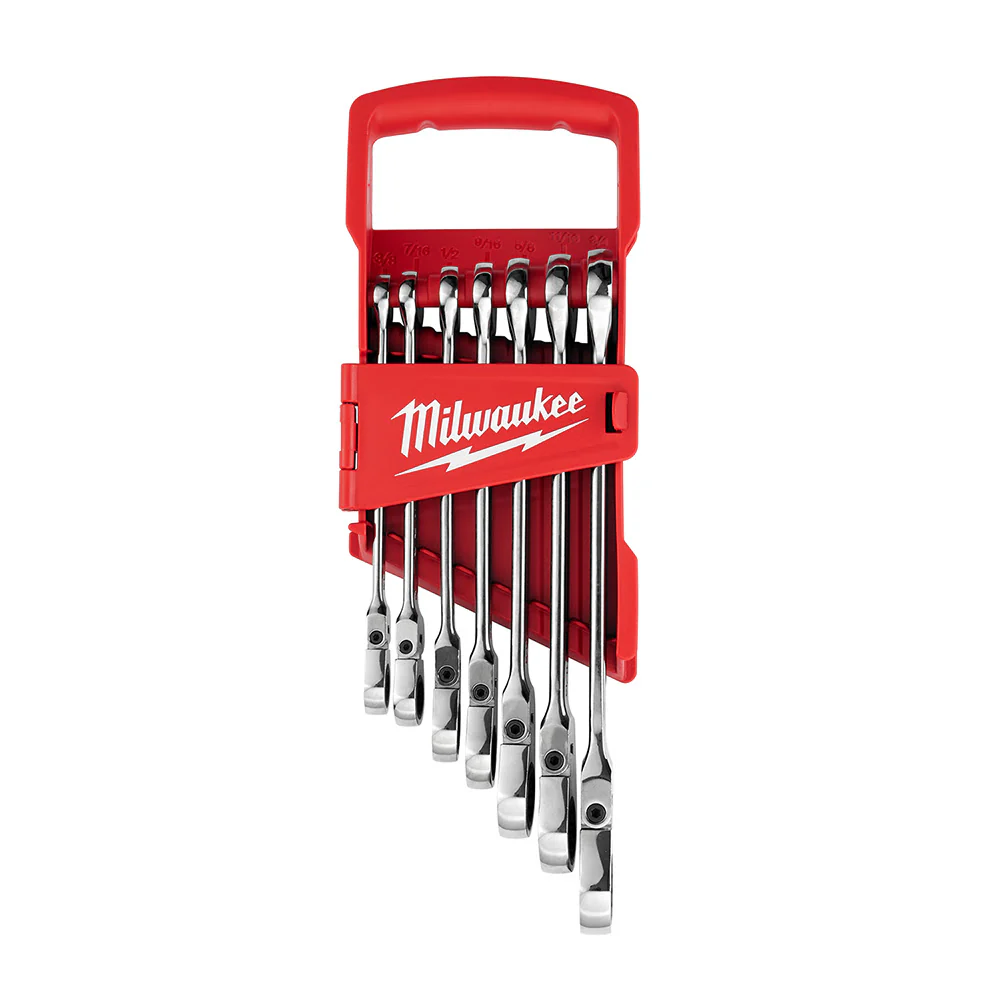 Milwaukee 48-22-9429 7pc Flex Head Ratcheting Wrench Set - SAE - Moutools