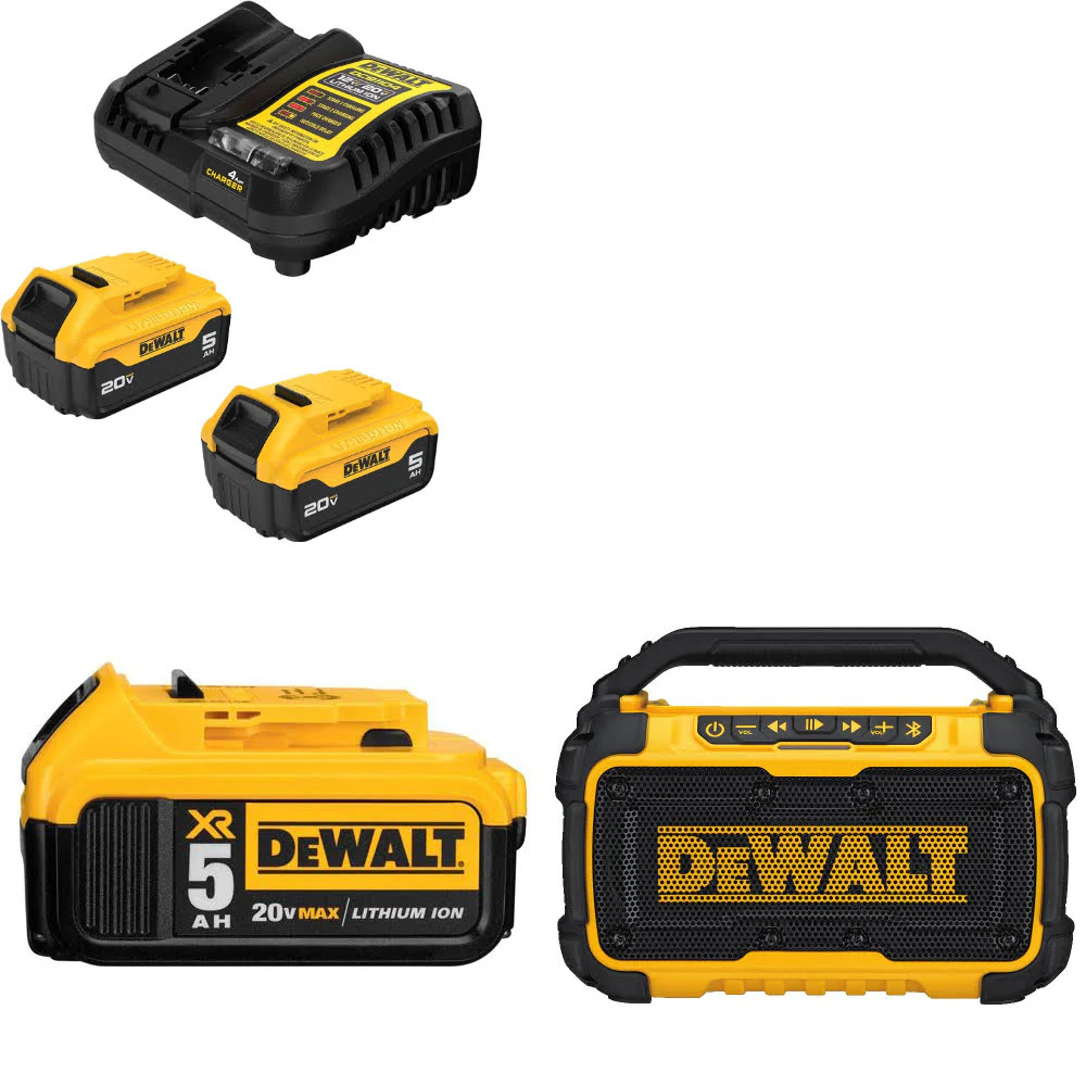 DeWalt DCB205-2C 20V Starter Kit W/ DCB205 20V Battery Pack & 12V/20V Speaker - Moutools