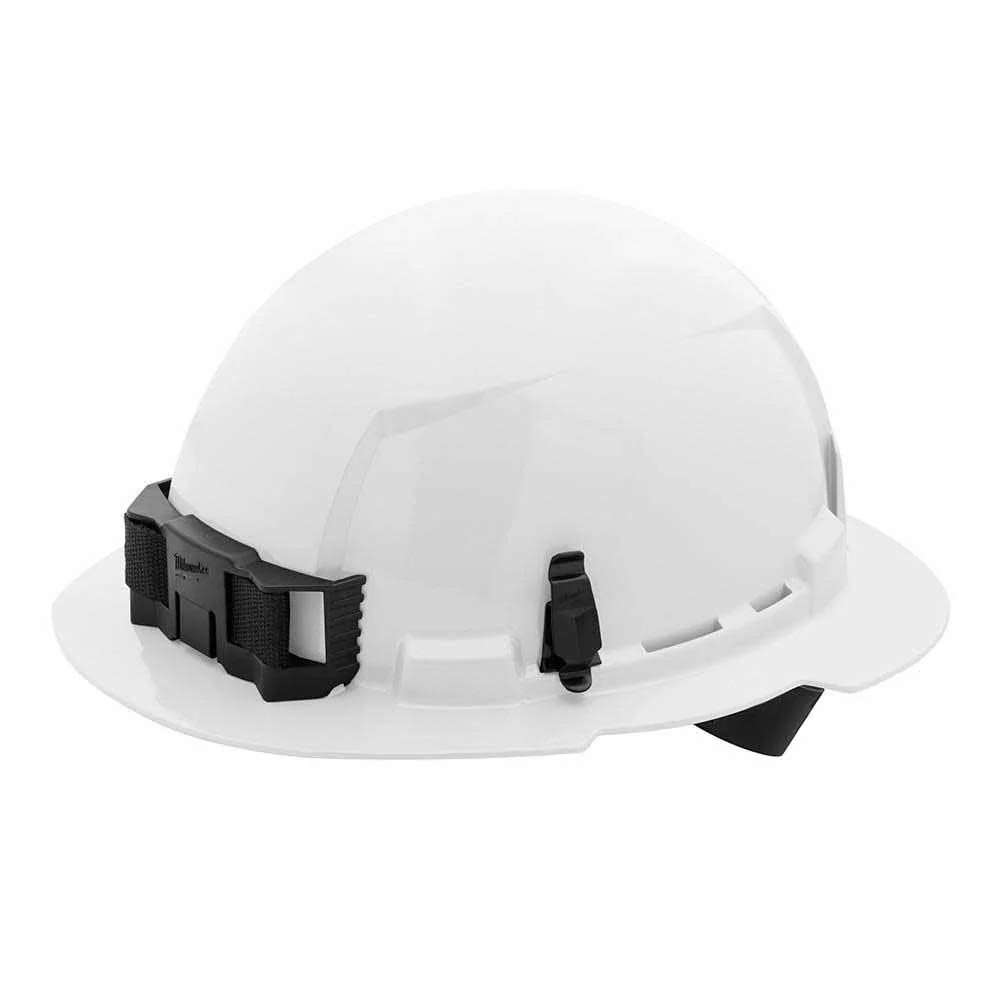 Milwaukee 48-73-1101 White Full Brim Hard Hat with 4PT Ratcheting Suspension – Type 1 Class E - Moutools