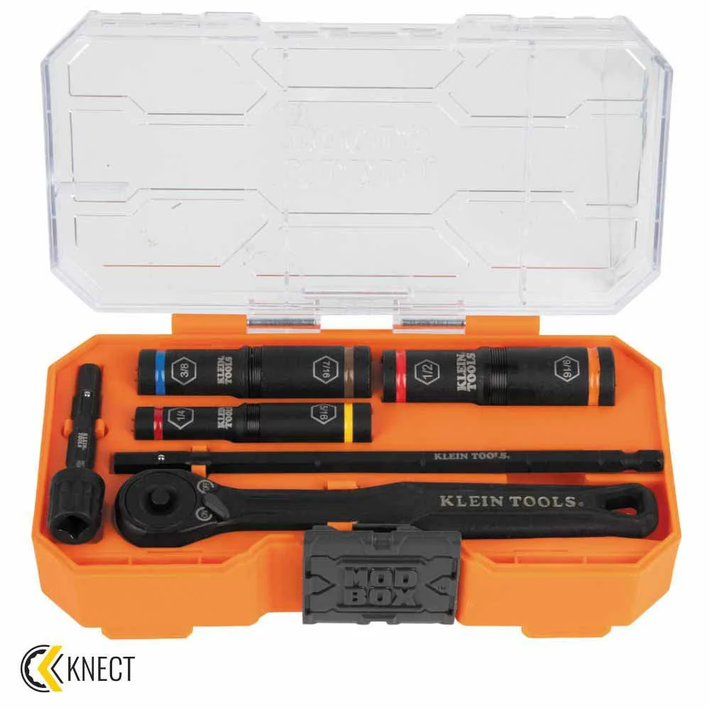 Klein Tools 65238 KNECT Essential Deep-Well Heavy-Duty Flip Socket Set, SAE 3-Piece - Moutools