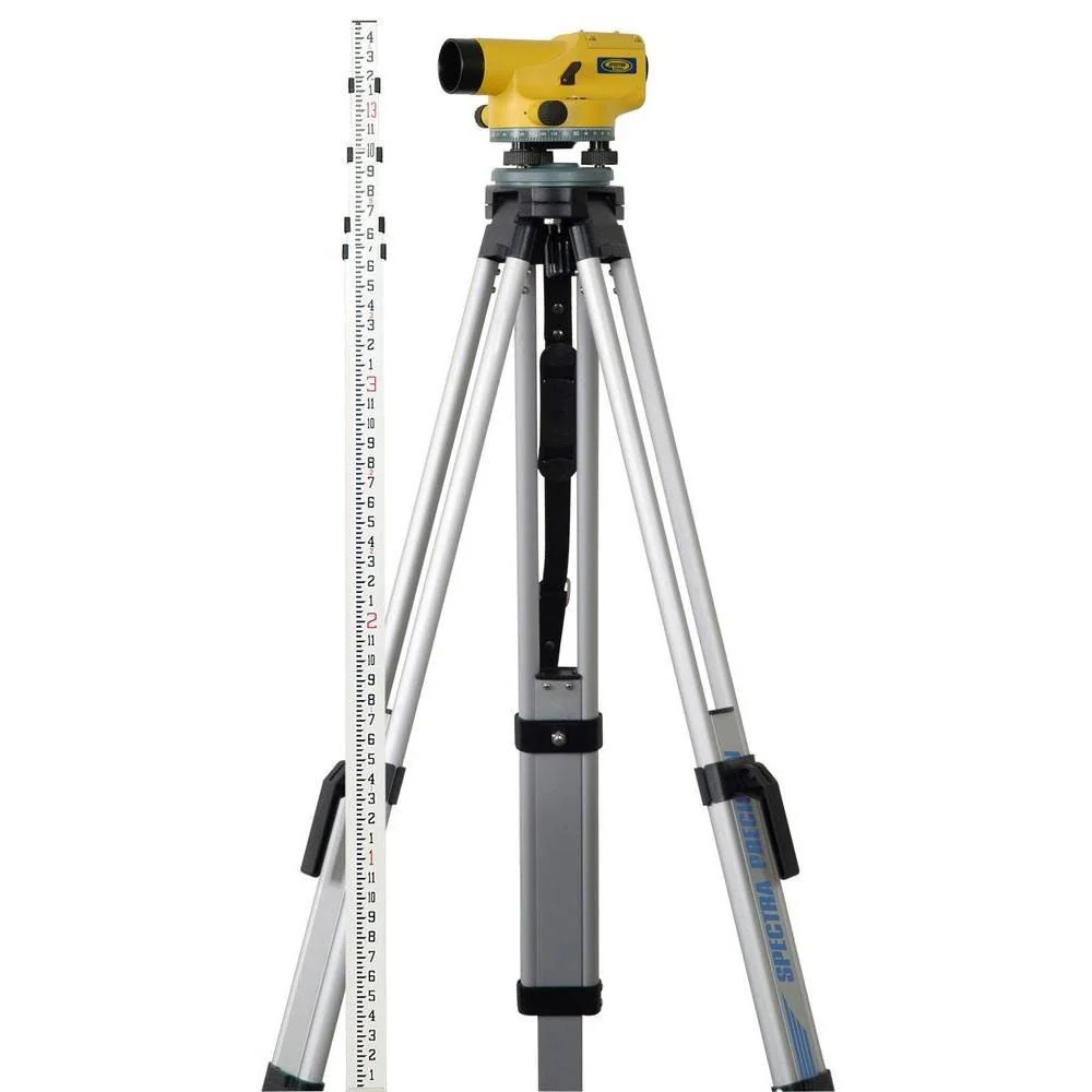 Spectra AL28M-2 28X Magnetic Dampened Automatic Level with Tripod and Rod (Inches) - Moutools
