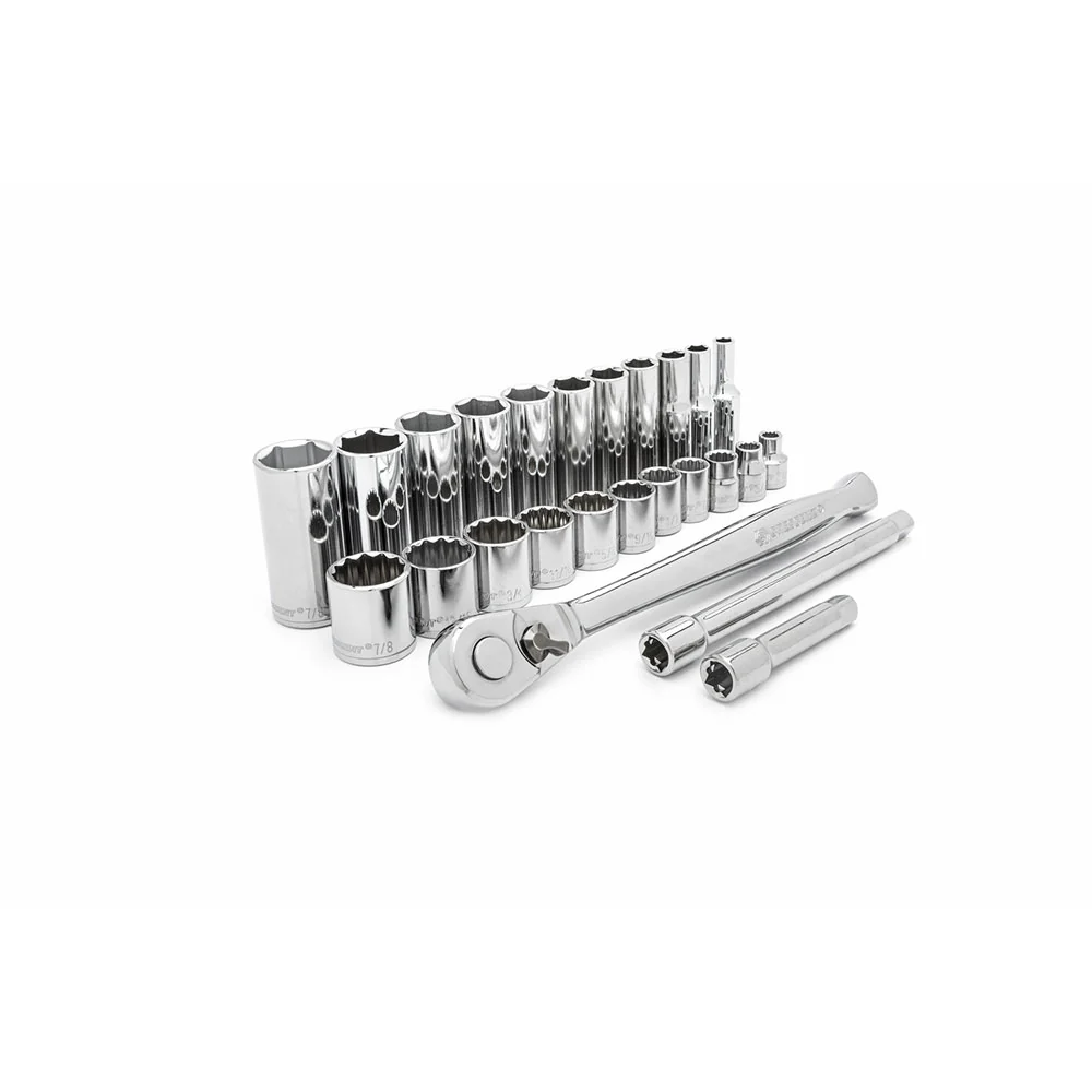 Crescent CSWS8N 25 Pc 3/8 Dr 6 & 12 Pt Std & Dp SAE Mechanics Tool Set - Moutools
