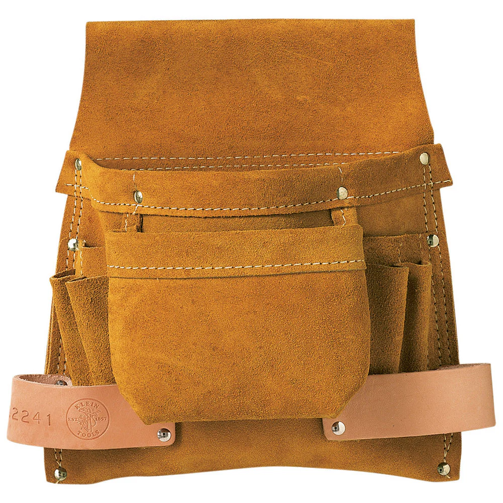 Klein 42241 Tool Pouch, 6-Pockets for Nails, Screws and Tools - Moutools