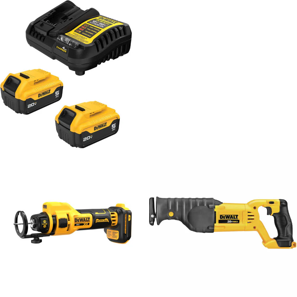 DeWalt DCB205-2C 20V Max Starter Kit W/ DCE555B 20V Cut-Out Tool & Recip Saw - Moutools