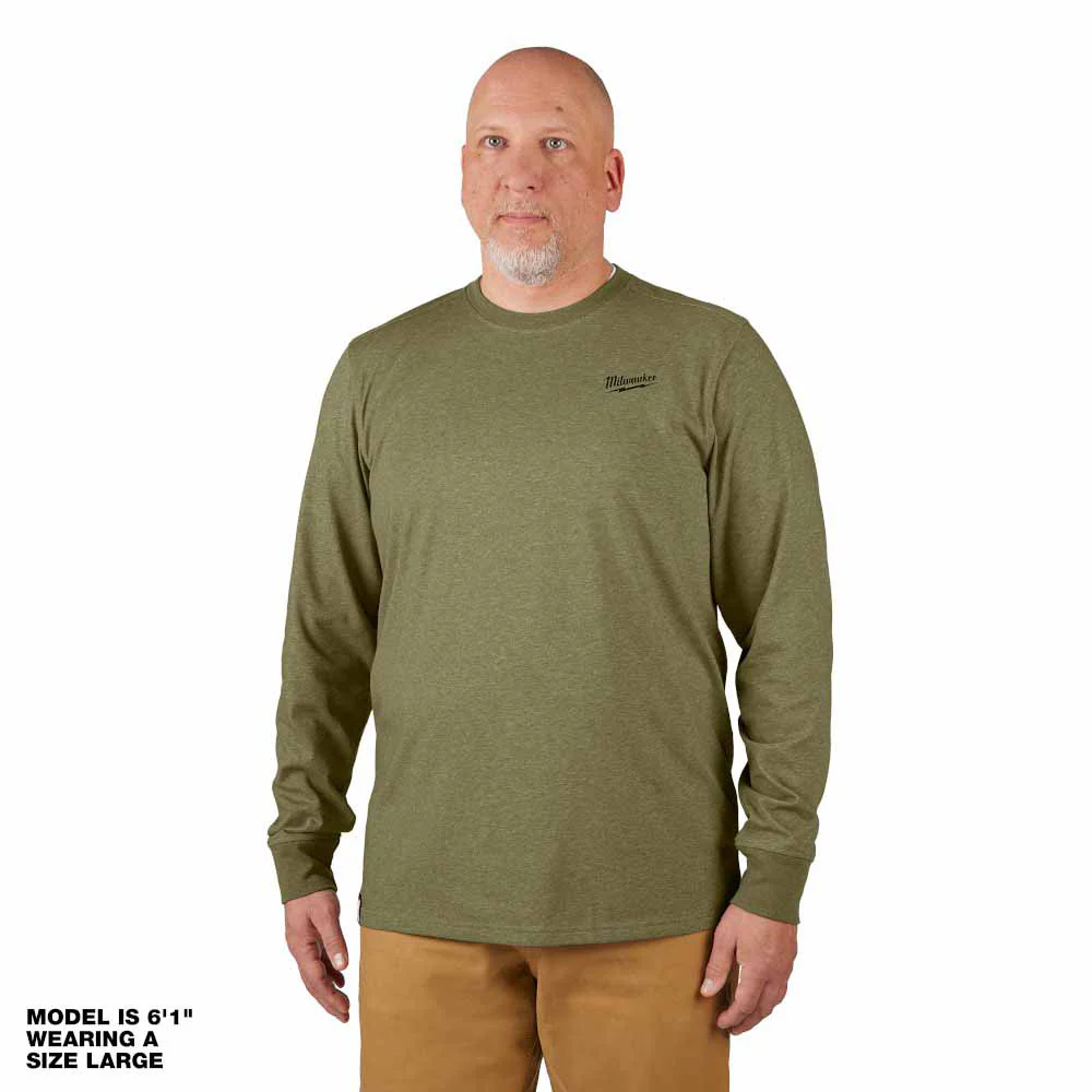 Milwaukee 604GN Hybrid Work Tee - Long Sleeve - Green - Moutools