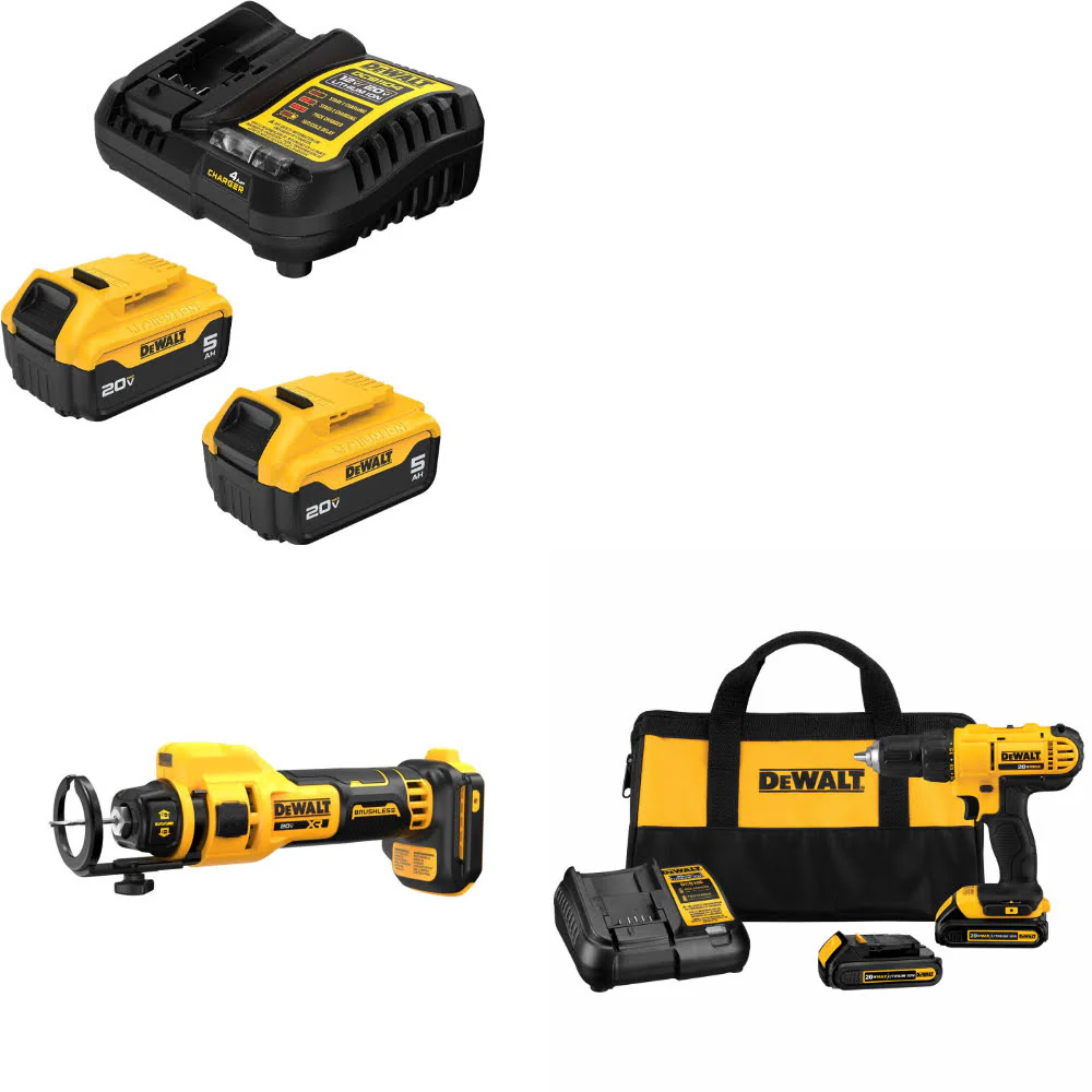 DeWalt DCB205-2C 20V Starter Kit W/ DCE555B 20V Cut-Out Tool & Drill/Driver Kit - Moutools