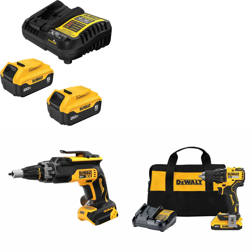 DeWalt DCB205-2C 20V Max Starter Kit W/ DCF630B 20V Screwgun & Drill/Driver Kit - Moutools