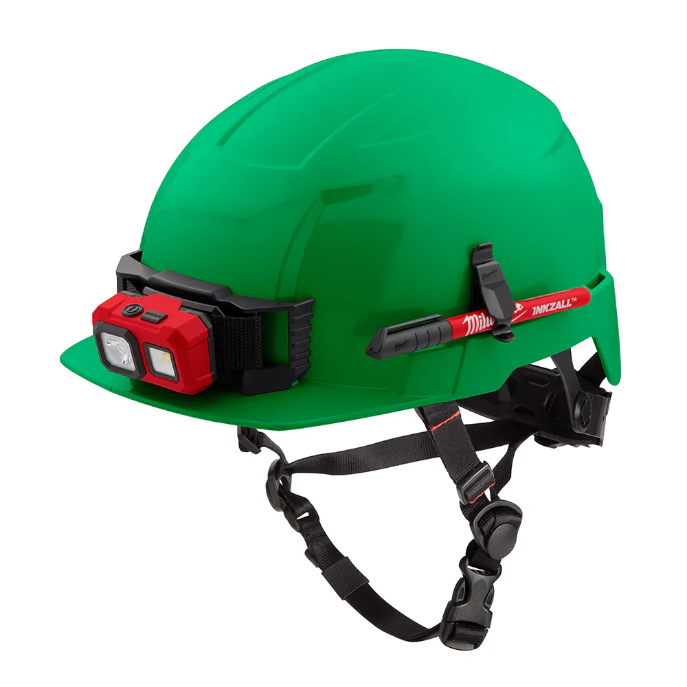 Milwaukee 48-73-1327 BOLT Green Front Brim Safety Helmet (USA) - Type 2, Class E, Non-Vented - Moutools