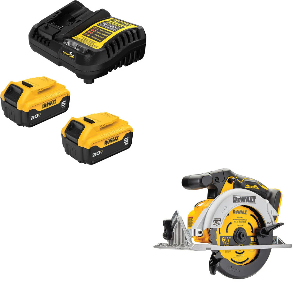 DeWalt DCB205-2C 20V MAX XR 5Ah Starter Kit W/ FREE DCS565B 20V MAX Circ Saw - Moutools