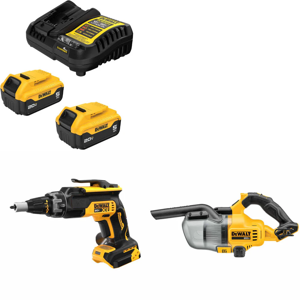 DeWalt DCB205-2C 20V Max Starter Kit W/ DCF630B 20V Screwgun & 20V Vacuum, Bare - Moutools
