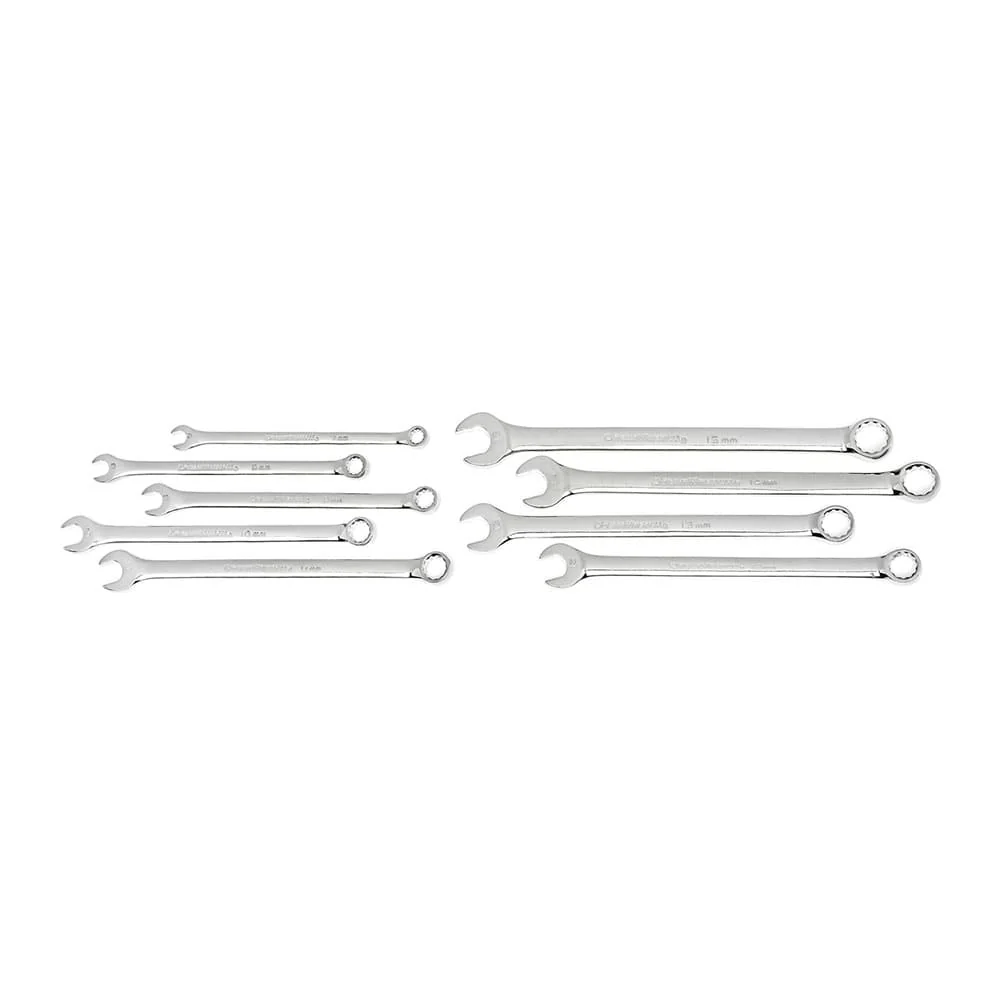 GearWrench 81932 9 Pc. 12 Point Long Pattern Combination Metric Wrench Set with Tool Roll - Moutools
