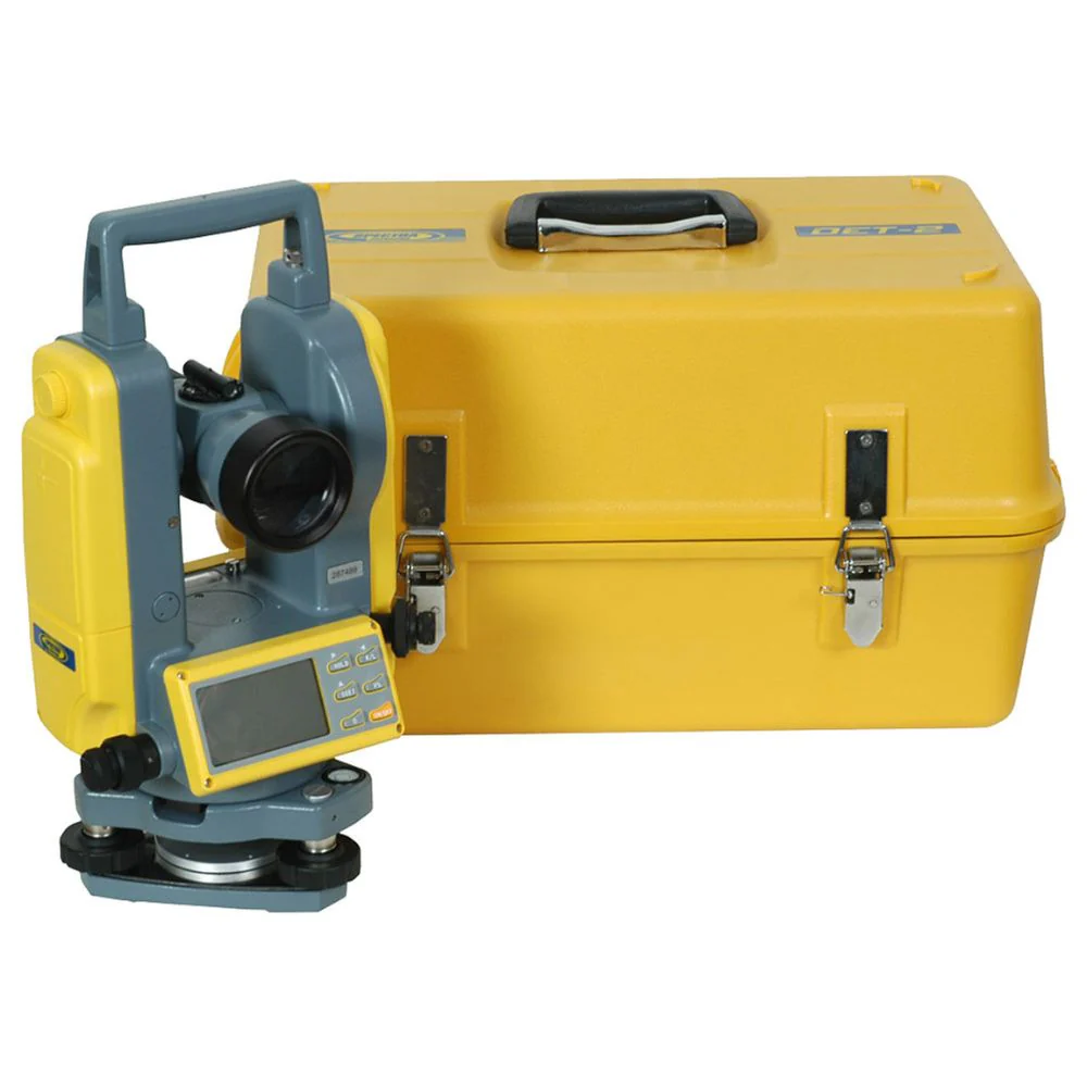 Spectra Precision Laser DET-2 Dig Elec Theodolite, 2 Sec, Dual Lcd Disp, Nimh Bat & Char, Alk Bat Pack, Lens Cover, Calibr Tool, Plumb Bob & Carry Case - Moutools