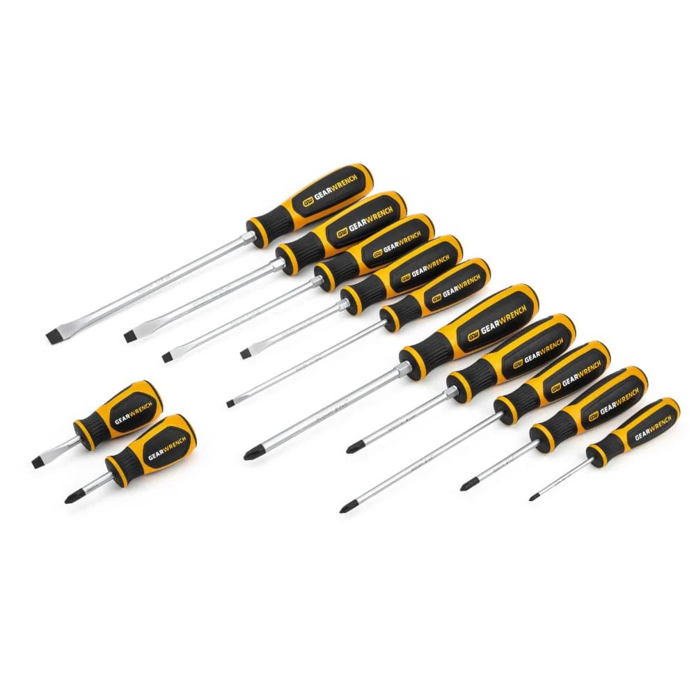 GearWrench 80051H 12 Pc. Phillips/Slotted Dual Material Screwdriver Set - Moutools