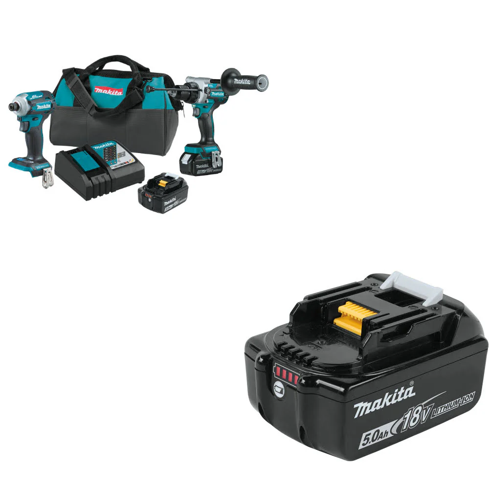 Makita XT288T 18V LXT® Li-Ion 2-Pc. Combo Kit W/ FREE BL1850B 18V LXT Battery - Moutools