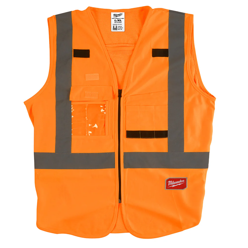 Milwaukee 48-73-5033 High Visibility Orange Safety Vest - XXL/XXXL - Moutools