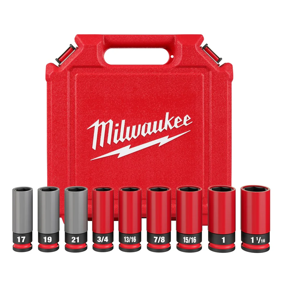 Milwaukee 49-66-7832 SHOCKWAVE Impact Duty 1/2 Drive SAE & Metric 9PC Lug Nut Wheel Socket Set - Moutools