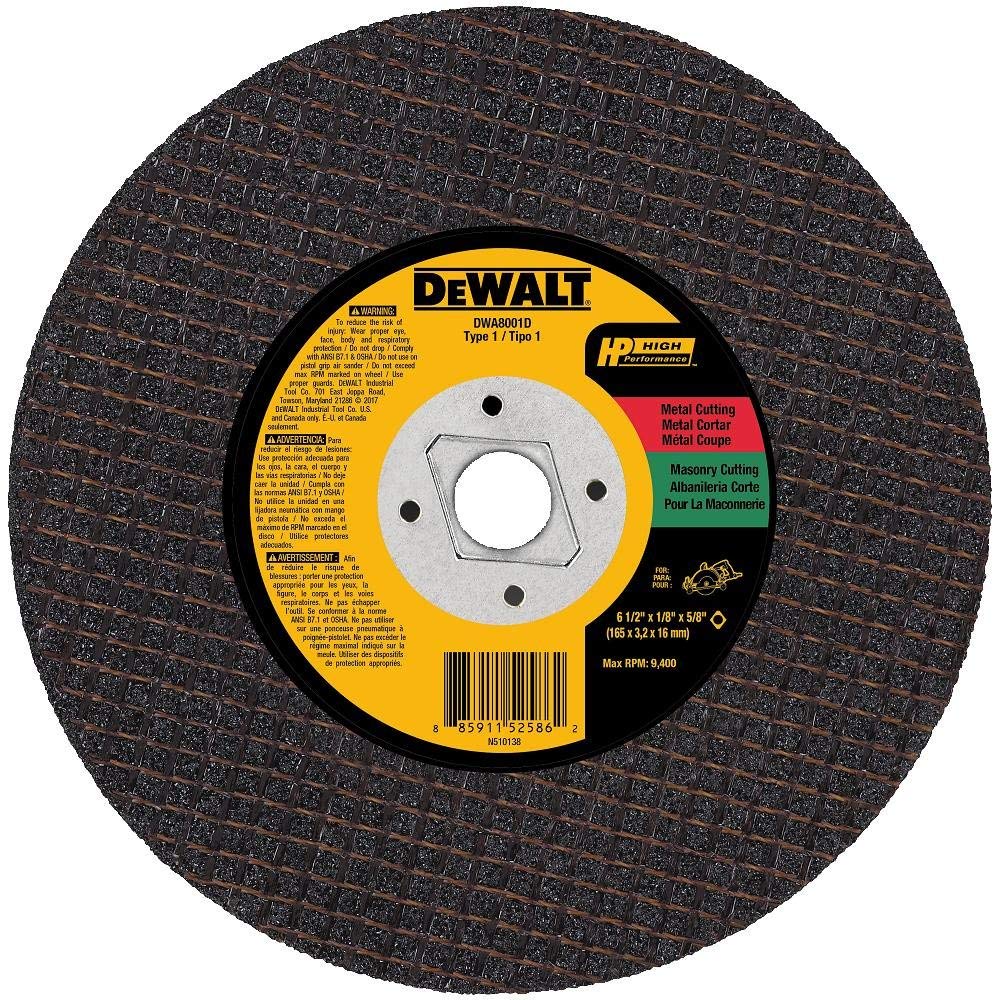 Dewalt DWA8001D 6-1/2 x 1/8 T1 Metal/Concrete Saw Blade - Moutools