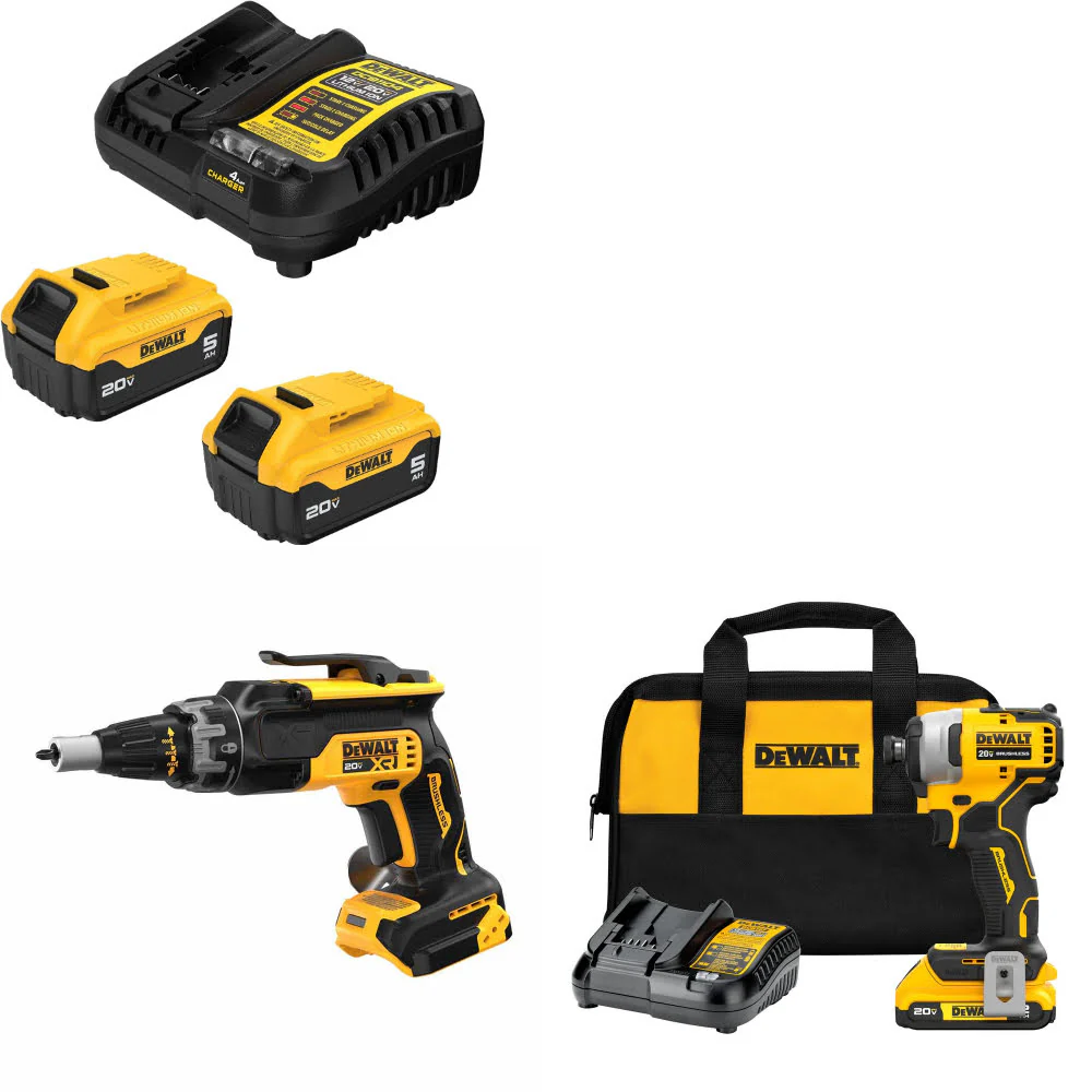 DeWalt DCB205-2C 20V Max Starter Kit W/ DCF630B 20V Screwgun & Impact Driver Kit - Moutools