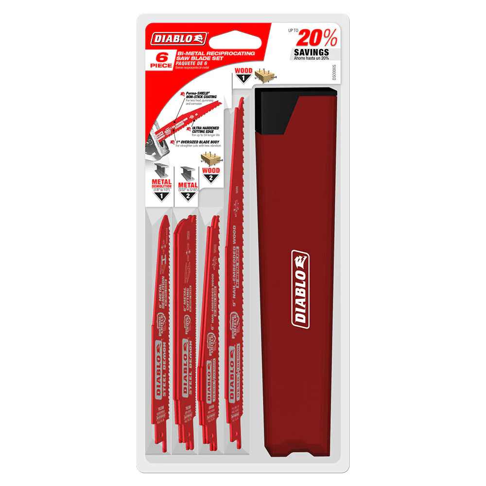 Diablo DS006S 6 pc Nail-Embedded Wood & Metal Cutting/Demolition Recip Set - Moutools