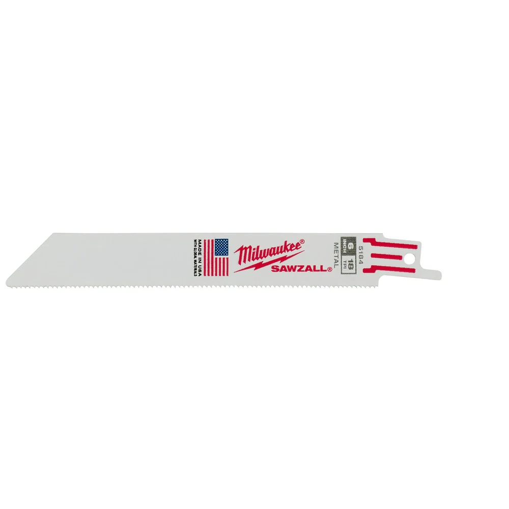 Milwaukee 48-00-8184 Super Sawzall Blade 18 Teeth per Inch 6-Inch Length, 25 Pack - Moutools