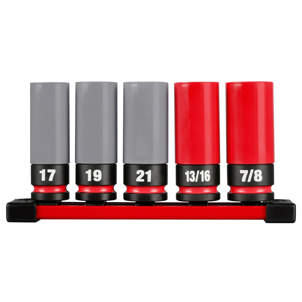 Milwaukee 49-66-7831 SHOCKWAVE Impact Duty 1/2 Drive SAE & Metric 5PC Lug Nut Wheel Socket Set - Moutools