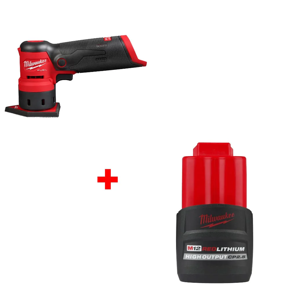 Milwaukee 2531-20 M12 FUEL Orbital Sander w/ FREE 48-11-2425 M12 Battery Pack - Moutools