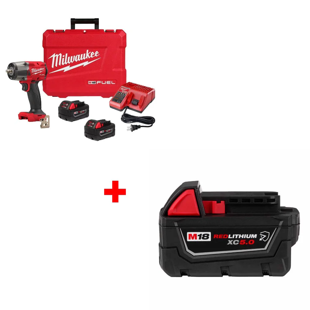 Milwaukee 2960-22R M18 FUEL Impact Wrench Kit w/ FREE 48-11-1850R M18 Battery - Moutools