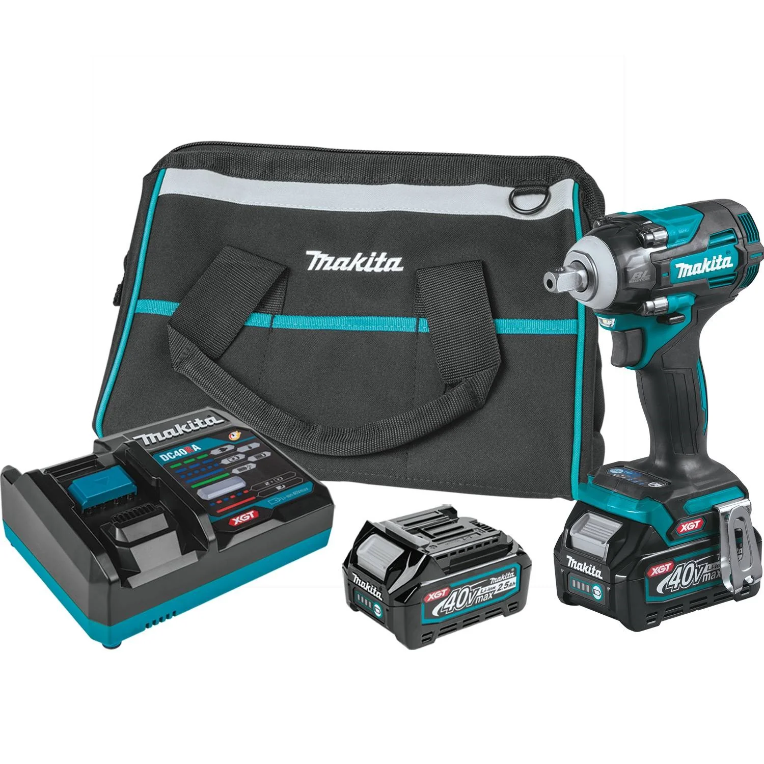 Makita GWT05D 40V max XGT® Impact Wrench Kit w/ Detent Anvil (2.5Ah) - Moutools