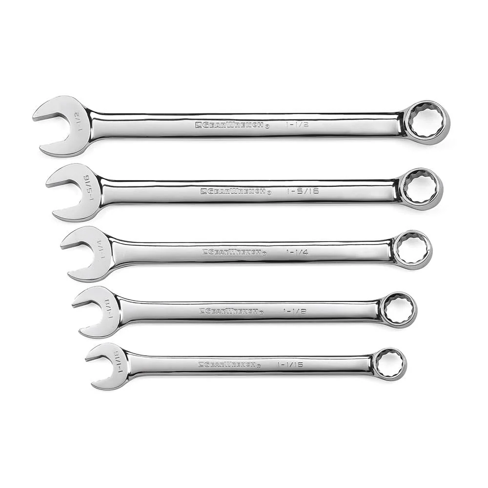 GearWrench 81921 5 Pc. SAE 12 Point Long Pattern Combination Wrench Set - Moutools