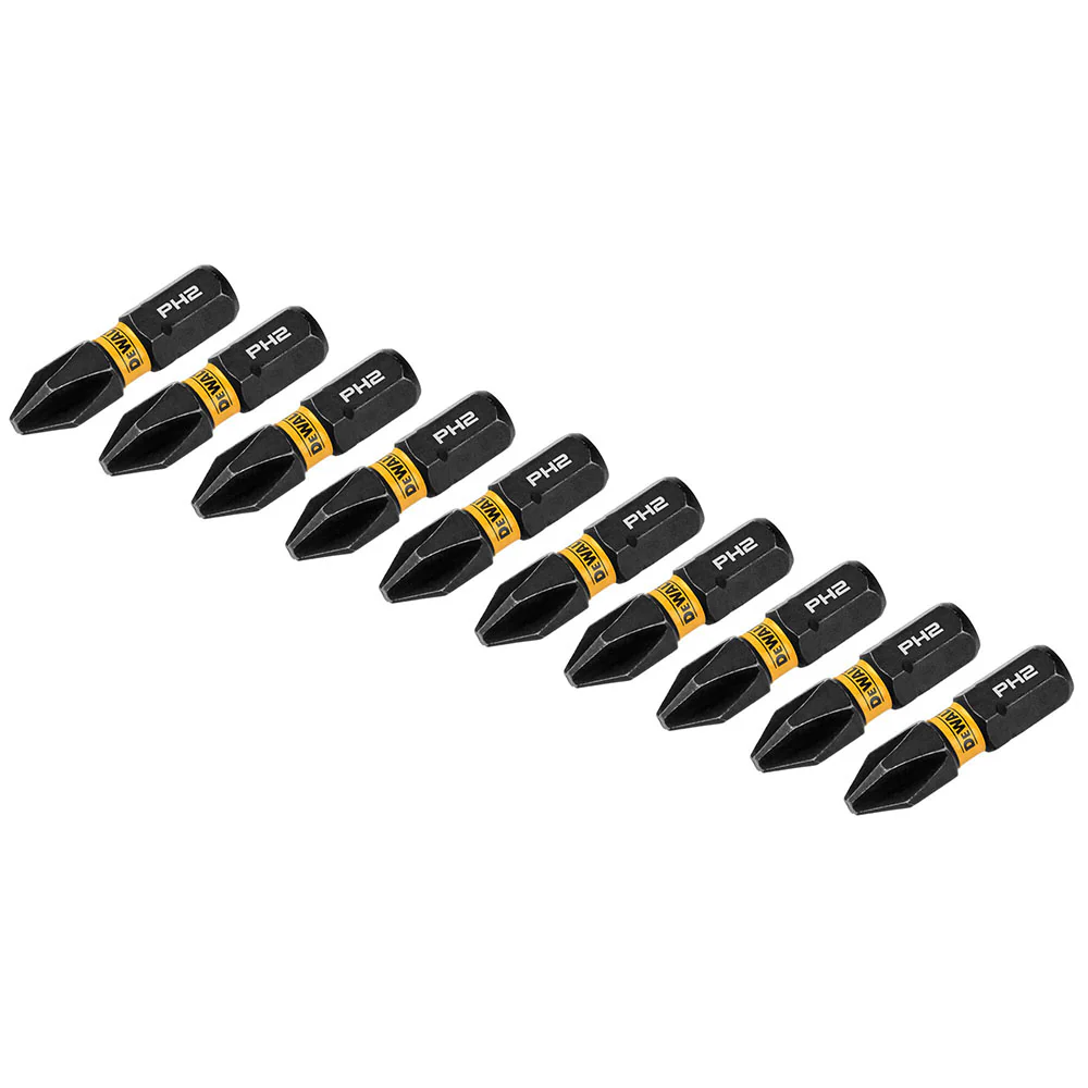 DeWalt DWAF1PH2IR10 PH2 FLEXTORQ 1/4 x 1in Impact Driver Bits, 10-Pack - Moutools