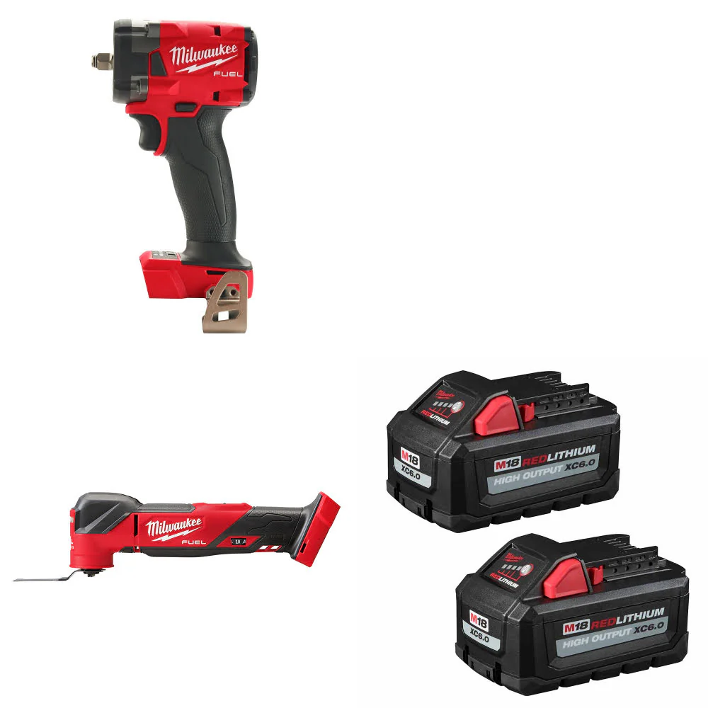 Milwaukee 2854-20 M18 Impact Wrench W/ 2836-20 M18 Multi-Tool & FREE Battery-2Pk - Moutools