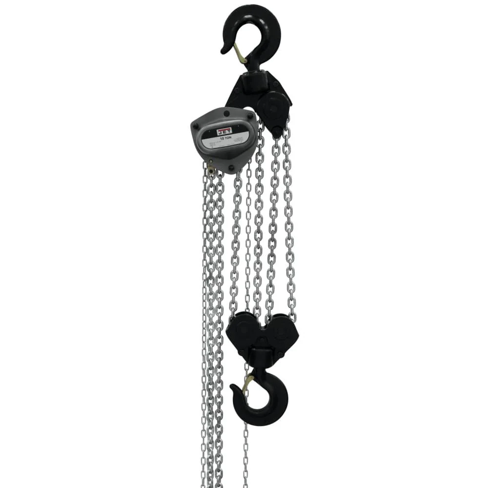 Jet JT9-108100 L-100 1000WO-10 10-Ton Hand Chain Hoist 10' Lift, Overload Protection - Moutools