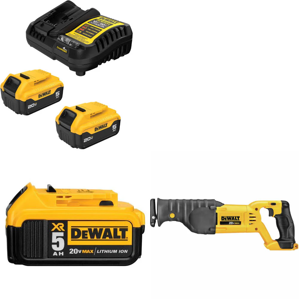 DeWalt DCB205-2C 20V Max Starter Kit W/ DCB205 20V Battery Pack & Recip Saw - Moutools