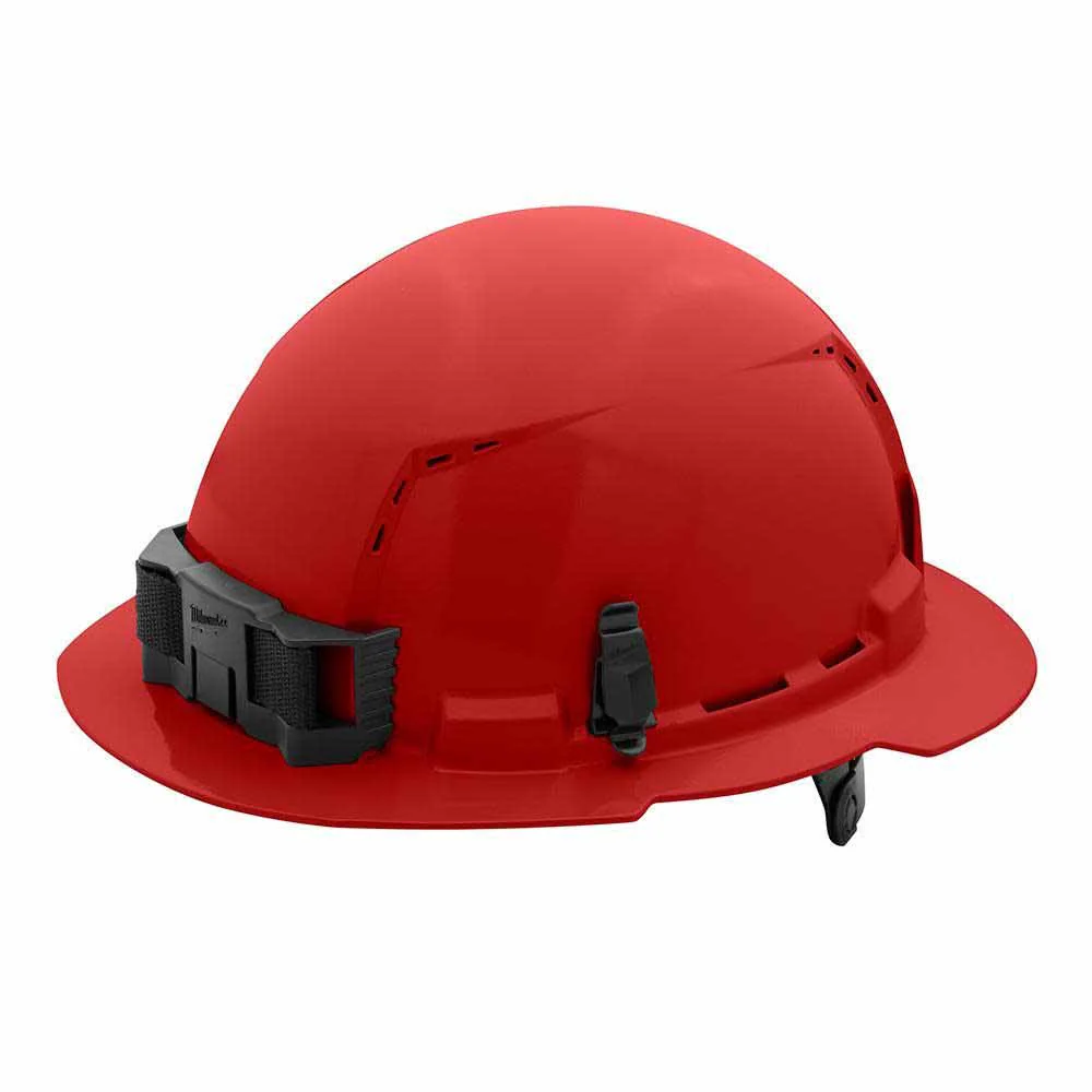 Milwaukee 48-73-1229 Red Full Brim Vented Hard Hat with 6PT Ratcheting Suspension – Type 1 Class C - Moutools