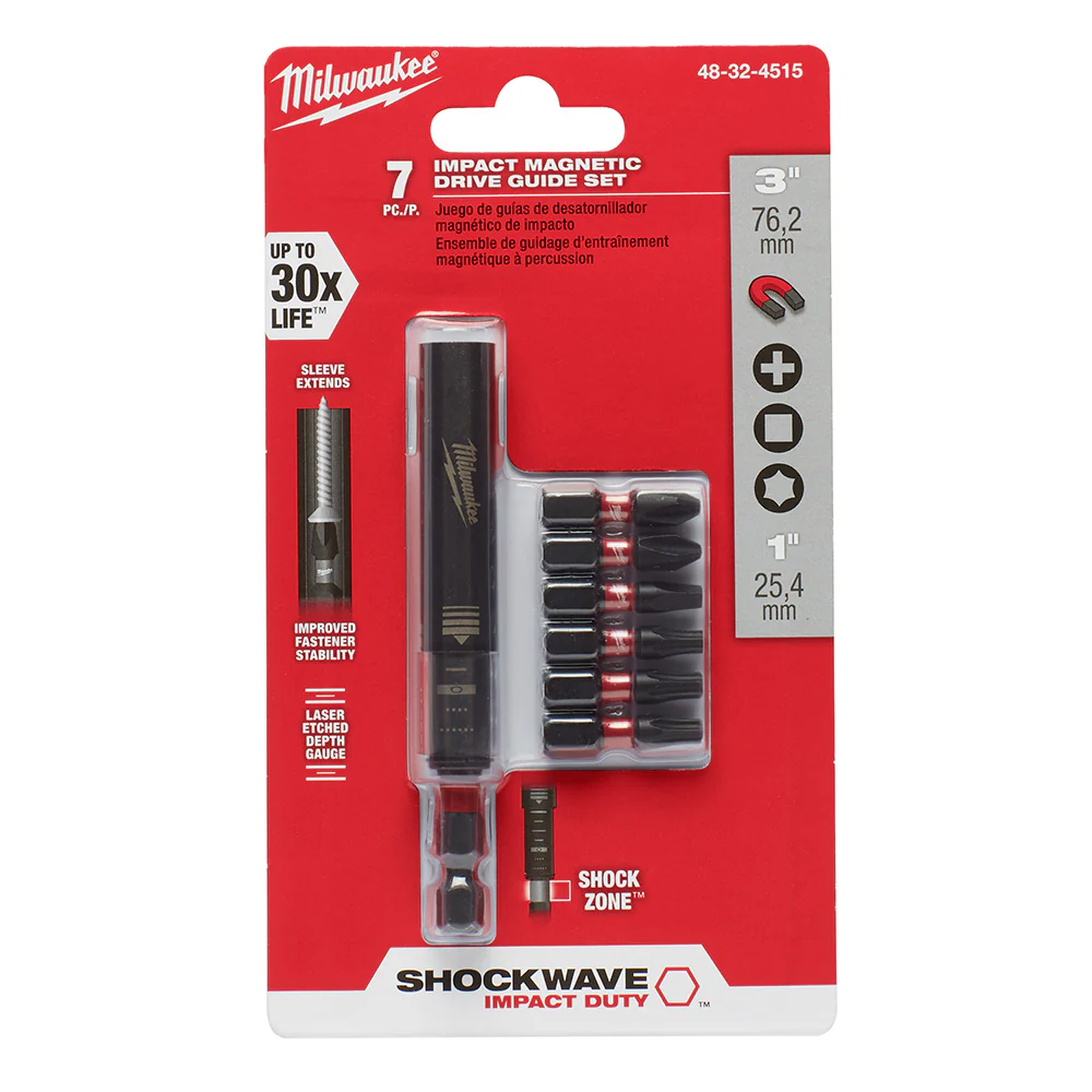 Milwaukee 48-32-4515 SHOCKWAVE 7PC Impact Magnetic Drive Guide Set - Moutools