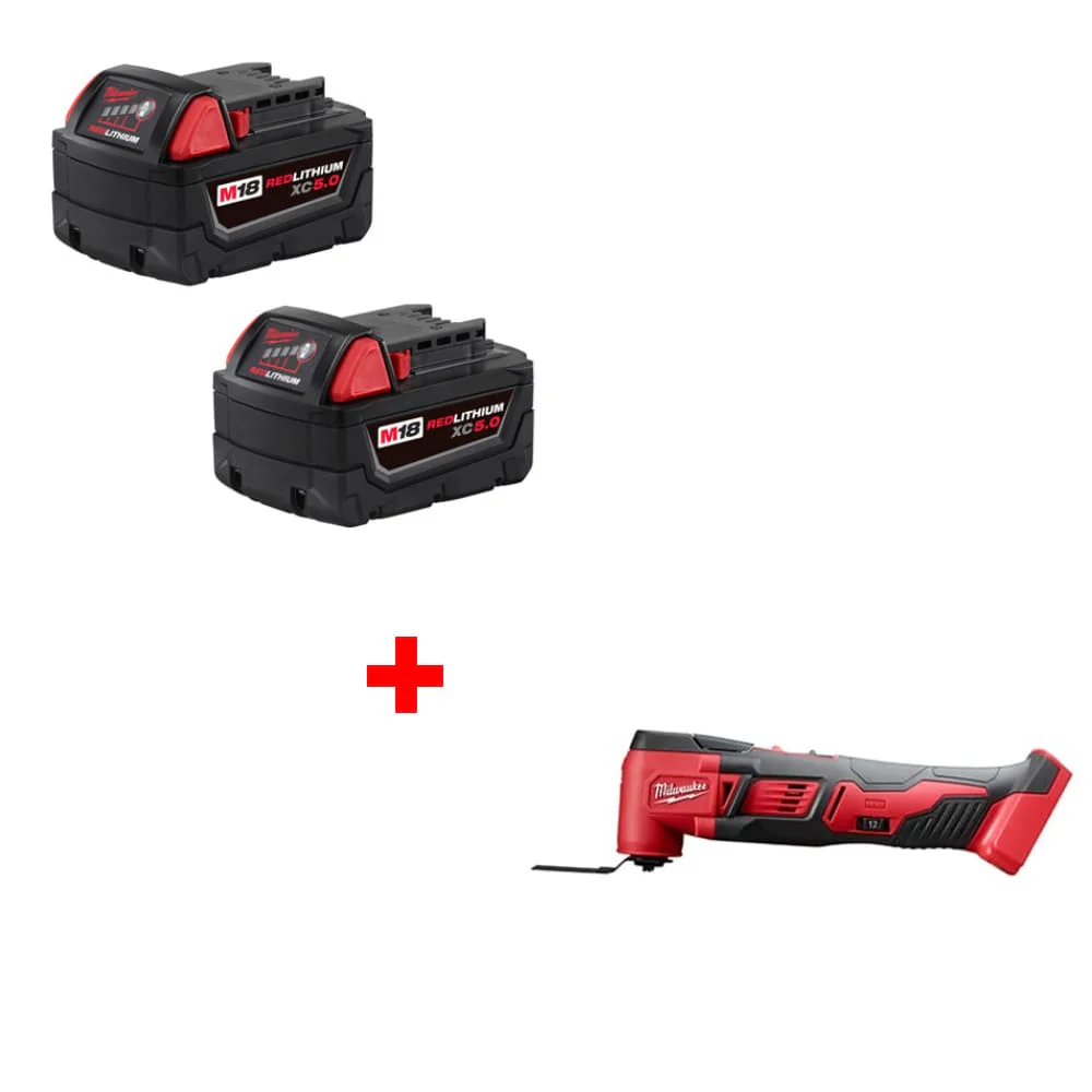 Milwaukee 48-11-1852 M18 XC5 Battery 2Pk w/ FREE M18 2626-20 Multi-Tool, Bare - Moutools